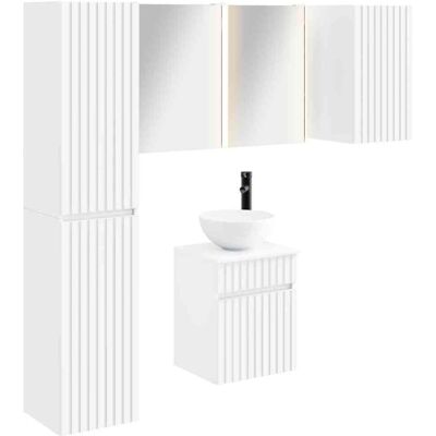Ensemble D'Armoire De Salle De Bain 5 Pcs Blanc Vidaxl - Publicité Ensemble D'Armoire De Salle De Bain 5 Pcs Blanc Vidaxl - Publicité