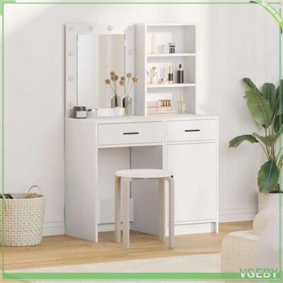 OEM Ensemble De Coiffeuse - 3334272 - Miroir Led Tactile - 1 Tiroir + 3 Étagères - Bois D'Ingénierie Blanc - Publicité OEM Ensemble De Coiffeuse - 3334272 - Miroir Led Tactile - 1 Tiroir + 3 Étagères - Bois D'Ingénierie Blanc - Publicité