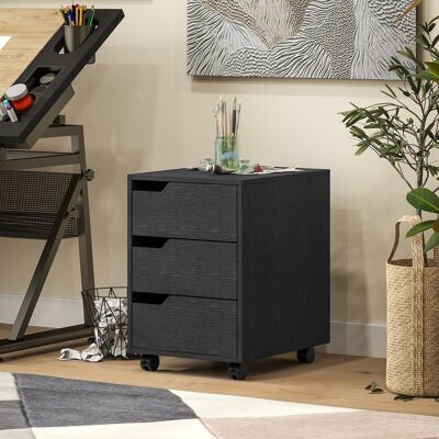 OEM Homcom Caisson De Bureau Mobile Sur Roulettes - 3 Tiroirs, 40x50x57,5cm, Noir - Publicité OEM Homcom Caisson De Bureau Mobile Sur Roulettes - 3 Tiroirs, 40x50x57,5cm, Noir - Publicité