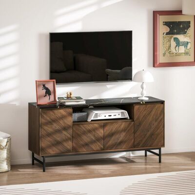 Generic Meuble Tv Jusqu'à 65 Pouces Meuble Télé Bois Avec Compartiment Ouvert Et Passe-câbles, Effet Marbre, 140x39x66cm, Noyer - Publicité Generic Meuble Tv Jusqu'à 65 Pouces Meuble Télé Bois Avec Compartiment Ouvert Et Passe-câbles, Effet Marbre, 140x39x66cm, Noyer - Publicité