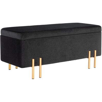ACKERMAN Banc Assis, Banc Rembourré Avec Rangement, Coffre De Banc, Tissu, Métal, Bois De Gomme, Mousse, Noir, 100 X 40 X 42 Cm - Publicité ACKERMAN Banc Assis, Banc Rembourré Avec Rangement, Coffre De Banc, Tissu, Métal, Bois De Gomme, Mousse, Noir, 100 X 40 X 42 Cm - Publicité