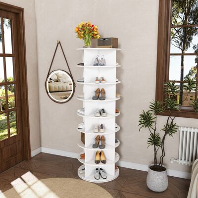 VIVACASA Tour Chaussures Rotative 8 Niveaux 360°, Rangement 32 Paires, Organisateur Chaussures Blanc - Publicité VIVACASA Tour Chaussures Rotative 8 Niveaux 360°, Rangement 32 Paires, Organisateur Chaussures Blanc - Publicité