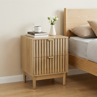 ACKERMAN Table De Chevet Mid-century Modern Couleur Chêne, Design En Bois Avec Grille Et Deux Tiroirs, Adaptée Pour Chambre À Coucher, Couloir, Salon Et Chambre D'Enfant, Table De Chevet, 45 X 39 X 56,5 Cm, 1 - Publicité ACKERMAN Table De Chevet Mid-century Modern Couleur Chêne, Design En Bois Avec Grille Et Deux Tiroirs, Adaptée Pour Chambre À Coucher, Couloir, Salon Et Chambre D'Enfant, Table De Chevet, 45 X 39 X 56,5 Cm, 1 - Publicité
