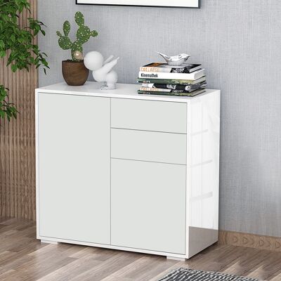 OEM Homcom Meuble De Rangement Buffet Commode Armoire De Rangement Avec 2 Tiroirs Et 2 Placards À Portes, Étagères Réglables, Pour Salon, Cuisine, Chambre, 79 X 36 X 74 Cm Blanc - Publicité OEM Homcom Meuble De Rangement Buffet Commode Armoire De Rangement Avec 2 Tiroirs Et 2 Placards À Portes, Étagères Réglables, Pour Salon, Cuisine, Chambre, 79 X 36 X 74 Cm Blanc - Publicité