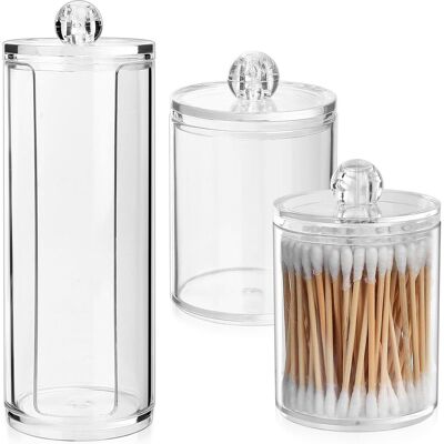 GRASSLIN 3 Boite Coton Tige, Rangement Transparent, Couvercle Anti-poussière, Pet Résistant, Organisateur Salle De Bain - Publicité GRASSLIN 3 Boite Coton Tige, Rangement Transparent, Couvercle Anti-poussière, Pet Résistant, Organisateur Salle De Bain - Publicité