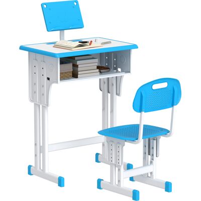 OEM Bureau Chaise Enfant Support De Lecture Casier Crochet Porte Stylo 60x45x90-102 Cm Bleu - Publicité OEM Bureau Chaise Enfant Support De Lecture Casier Crochet Porte Stylo 60x45x90-102 Cm Bleu - Publicité