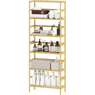 OEM Étagère À 6 Niveaux En Bois De Bambou, Étagères Réglables, Étagère De Rangement Autoportante, Bois Naturel - Publicité OEM Étagère À 6 Niveaux En Bois De Bambou, Étagères Réglables, Étagère De Rangement Autoportante, Bois Naturel - Publicité