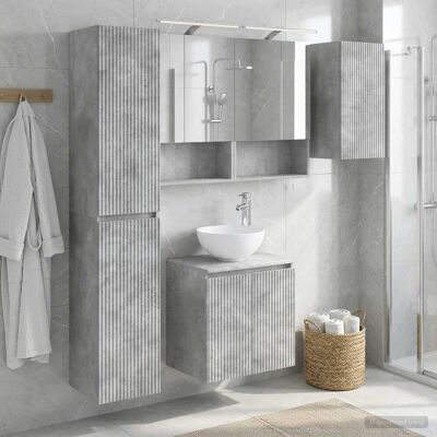 Ensemble D'Armoire De Salle De Bain 5 Pcs Gris Béton Vidaxl - Publicité Ensemble D'Armoire De Salle De Bain 5 Pcs Gris Béton Vidaxl - Publicité
