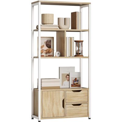 OEM Bibliothèque Avec Étagères, Tiroirs Et Porte, 58 X 24 X 122 Cm, Style Industriel, Bois Blanc Et Naturel - Publicité OEM Bibliothèque Avec Étagères, Tiroirs Et Porte, 58 X 24 X 122 Cm, Style Industriel, Bois Blanc Et Naturel - Publicité