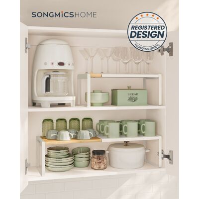 SONGMICS HOME Étagère À Épices, Lot De 2, Extensible, Organisateur De Cuisine, Porte-épices, Petite Étagère, Empilable, Organisateur, Banc À Chaussures, Beige Naturel Et Blanc Crème - Publicité SONGMICS HOME Étagère À Épices, Lot De 2, Extensible, Organisateur De Cuisine, Porte-épices, Petite Étagère, Empilable, Organisateur, Banc À Chaussures, Beige Naturel Et Blanc Crème - Publicité