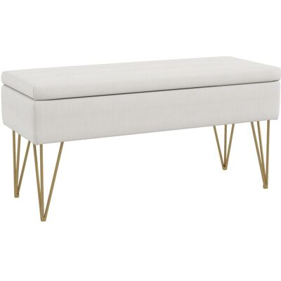 OEM Banc De Chevet Avec Rangement En Tissu Et Pieds En Acier, 100 X 40 X 49 Cm, Crème - Publicité OEM Banc De Chevet Avec Rangement En Tissu Et Pieds En Acier, 100 X 40 X 49 Cm, Crème - Publicité