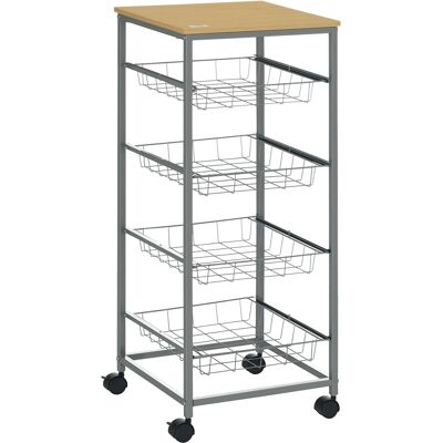 ARRIGONI Desserte De Cuisine Chariot A 4 Niveaux Avec Paniers En Metal Argent - Publicité ARRIGONI Desserte De Cuisine Chariot A 4 Niveaux Avec Paniers En Metal Argent - Publicité