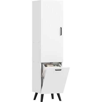 OEM Armoire De Salle De Bain Haute Avec Portes Et Étagères, Panier À Linge Pour Petits Espaces, 35 X 31,5 X 144 Cm, Blanche - Publicité OEM Armoire De Salle De Bain Haute Avec Portes Et Étagères, Panier À Linge Pour Petits Espaces, 35 X 31,5 X 144 Cm, Blanche - Publicité