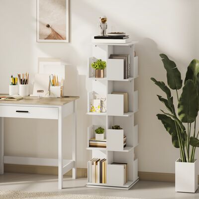 OEM Homcom Bibliothèque Rotative À 4 Niveaux - 16 Compartiments De Rangement, 39x39x128,3cm, Blanc - Publicité OEM Homcom Bibliothèque Rotative À 4 Niveaux - 16 Compartiments De Rangement, 39x39x128,3cm, Blanc - Publicité