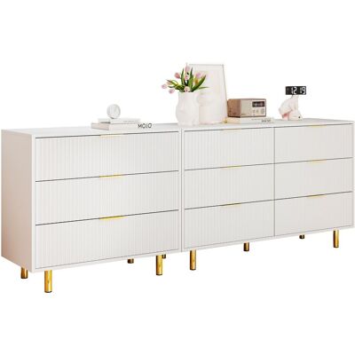 MIDUODUO Unité À Tiroirs Modulaires Avec 9 Tiroirs,buffet Au Design Moderne,armoire De Rangement,blanc Et Or - H72/w200/d40 Cm - Publicité MIDUODUO Unité À Tiroirs Modulaires Avec 9 Tiroirs,buffet Au Design Moderne,armoire De Rangement,blanc Et Or - H72/w200/d40 Cm - Publicité