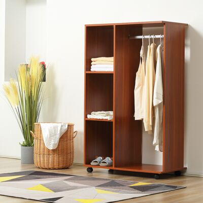 ACIRIHO Armoire Penderie Armoire De Rangement Mobile Panneaux De Particules Coloris Noyer - Publicité ACIRIHO Armoire Penderie Armoire De Rangement Mobile Panneaux De Particules Coloris Noyer - Publicité