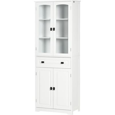 OEM Buffet Haut Cuisine 4 Portes 2 Vitrées 1 Tiroir 160 Cm Étagères Bois Blanc - Publicité OEM Buffet Haut Cuisine 4 Portes 2 Vitrées 1 Tiroir 160 Cm Étagères Bois Blanc - Publicité