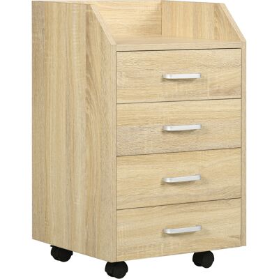 ARRIGONI Caisson De Bureau En Bois Avec 4 Tiroirs Roulettes Et Bords Sureleves 40x36x65cm Bois Naturel - Publicité ARRIGONI Caisson De Bureau En Bois Avec 4 Tiroirs Roulettes Et Bords Sureleves 40x36x65cm Bois Naturel - Publicité