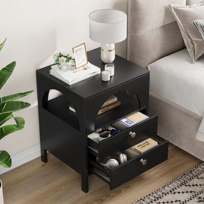 ACKERMAN Table De Chevet Moderne Avec 2 Tiroirs Et 1 Compartiment Ouvert, Adapté Pour Salon, Chambre À Coucher Et Couloir, Noir, 45 X 40 X 58 Cm, 1 Pièce - Publicité ACKERMAN Table De Chevet Moderne Avec 2 Tiroirs Et 1 Compartiment Ouvert, Adapté Pour Salon, Chambre À Coucher Et Couloir, Noir, 45 X 40 X 58 Cm, 1 Pièce - Publicité