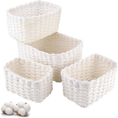 JARDIBRIC Petit Panier De Rangement Ensemble De 4 Pièces, Panier De Rangement Tissé Empilable Pour La Cuisine, Idéal Pour Une Utilisation Comme Boîte De Rangement De Salle De Bain (blanc) - Publicité JARDIBRIC Petit Panier De Rangement Ensemble De 4 Pièces, Panier De Rangement Tissé Empilable Pour La Cuisine, Idéal Pour Une Utilisation Comme Boîte De Rangement De Salle De Bain (blanc) - Publicité