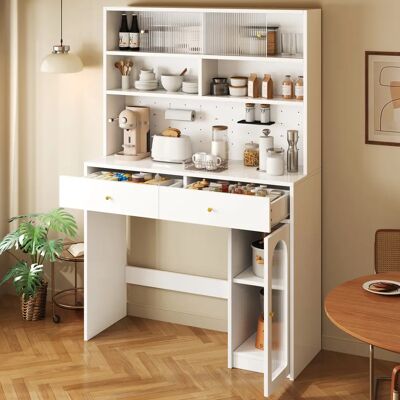 SANS MARQUE Buffet Haute Cuisine Avec Espace De Rangement,armoire Haute Cuisine Avec 2 Tiroirs Et 3 Étages,ensemble De Meubles Pour Cuisine/salle À Manger/salon - Publicité SANS MARQUE Buffet Haute Cuisine Avec Espace De Rangement,armoire Haute Cuisine Avec 2 Tiroirs Et 3 Étages,ensemble De Meubles Pour Cuisine/salle À Manger/salon - Publicité