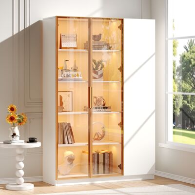 LEMONBEST Vitrine 3 Portes Blanche Hauteur 165 Cm - Meuble Autoportant Armoire À Vin Avec Éclairage Led, Verre Trempé Et Étagères Réglable - Publicité LEMONBEST Vitrine 3 Portes Blanche Hauteur 165 Cm - Meuble Autoportant Armoire À Vin Avec Éclairage Led, Verre Trempé Et Étagères Réglable - Publicité