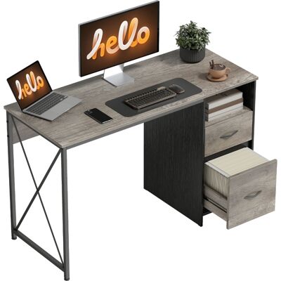 Generic Bureau D'Ordinateur 120 X 50 Cm, Style Industriel, Avec Compartiment Et 2 Tiroirs, Gris Clair. Publicité Generic Bureau D'Ordinateur 120 X 50 Cm, Style Industriel, Avec Compartiment Et 2 Tiroirs, Gris Clair. Publicité