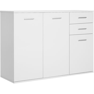 ARRIGONI Buffet Meuble De Rangement 2 Tiroirs Coulissants 2 Placards Étagère Réglable Panneaux Particules Blanc - Publicité ARRIGONI Buffet Meuble De Rangement 2 Tiroirs Coulissants 2 Placards Étagère Réglable Panneaux Particules Blanc - Publicité