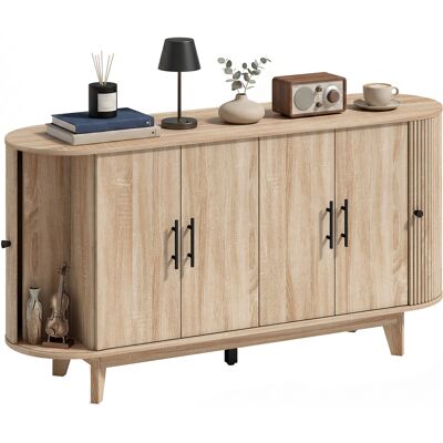 Buffet Salon - Homcom - Ovale - 6 Portes Et 2 Étagères Réglables - Mdf - 147x40x76cm - Chêne - Publicité Buffet Salon - Homcom - Ovale - 6 Portes Et 2 Étagères Réglables - Mdf - 147x40x76cm - Chêne - Publicité