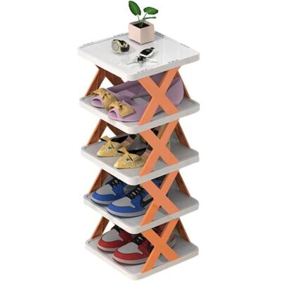ABYSSE Range-chaussures Multicouche, Étagère À Chaussures Étroite, Tour À Chaussures, Étagère À Chaussures Extensible Sur Pied, Étagère À Chaussures D'Angle Verticale Pour Petits Espaces (orange, 5) - Publicité ABYSSE Range-chaussures Multicouche, Étagère À Chaussures Étroite, Tour À Chaussures, Étagère À Chaussures Extensible Sur Pied, Étagère À Chaussures D'Angle Verticale Pour Petits Espaces (orange, 5) - Publicité
