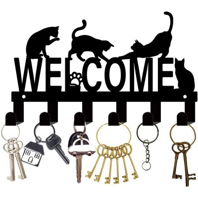 OEM Porte-clés Mural Forme Chat Avec Crochets Clés Bienvenue,support Mural Métal Noir Organisateur Clés,panneau Bienvenue Suspendre,décoration Muraavec 10 Crochet Pour Porte D'Entrée,27x16cm - Publicité OEM Porte-clés Mural Forme Chat Avec Crochets Clés Bienvenue,support Mural Métal Noir Organisateur Clés,panneau Bienvenue Suspendre,décoration Muraavec 10 Crochet Pour Porte D'Entrée,27x16cm - Publicité