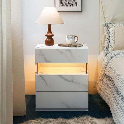 OEM Tables De Chevet Led, Commode À 3 Tiroirs Pour Chambre À Coucher, Table D'Appoint Avec Panneau Acrylique, Tables De Chevet Led Pour Chambre À Coucher Ou Salon, Mobilier De Chevet (pierre Blanche) - Publicité OEM Tables De Chevet Led, Commode À 3 Tiroirs Pour Chambre À Coucher, Table D'Appoint Avec Panneau Acrylique, Tables De Chevet Led Pour Chambre À Coucher Ou Salon, Mobilier De Chevet (pierre Blanche) - Publicité