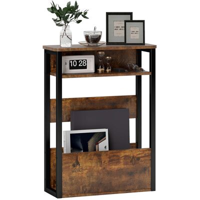 ARRIGONI Table D'Appoint Table De Chevet Avec Étagère À Deux Niveaux Coins Arrondis 46l X 18p X 58,5h Cm Brun Rustique - Publicité ARRIGONI Table D'Appoint Table De Chevet Avec Étagère À Deux Niveaux Coins Arrondis 46l X 18p X 58,5h Cm Brun Rustique - Publicité