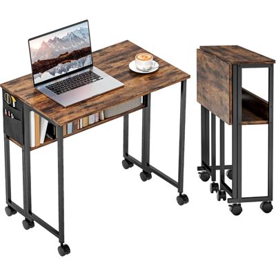 Generic Bureau Pliable Sur Roulettes 80 X 50 Cm Avec Étagère Et Sac De Rangement, Brun Rustique - Publicité Generic Bureau Pliable Sur Roulettes 80 X 50 Cm Avec Étagère Et Sac De Rangement, Brun Rustique - Publicité