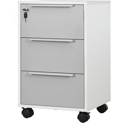OEM Caisson De Bureau À Roulettes Avec 3 Tiroirs Et Serrure Pour Dossiers 40 X 40 X 63,5 Cm Blanc Et Gris - Publicité OEM Caisson De Bureau À Roulettes Avec 3 Tiroirs Et Serrure Pour Dossiers 40 X 40 X 63,5 Cm Blanc Et Gris - Publicité