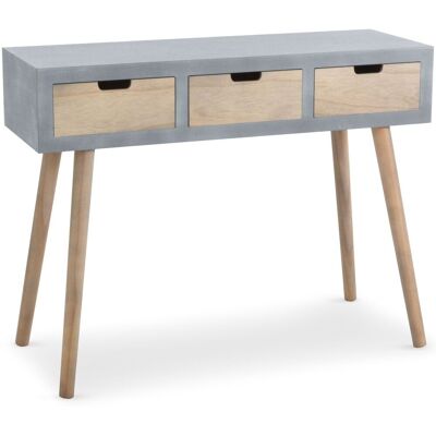 MENZZO Console Scandinave 3 Tiroirs Tatum Gris - Publicité MENZZO Console Scandinave 3 Tiroirs Tatum Gris - Publicité
