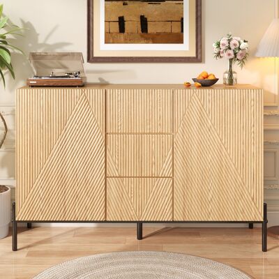 ACKERMAN Buffet Moderne À Structure Géométrique, Double Porte, Tiroir Moyen, Grand Espace De Rangement, Meuble De Rangement Multifonctionnel Pour Salon/salle À Manger - Publicité ACKERMAN Buffet Moderne À Structure Géométrique, Double Porte, Tiroir Moyen, Grand Espace De Rangement, Meuble De Rangement Multifonctionnel Pour Salon/salle À Manger - Publicité