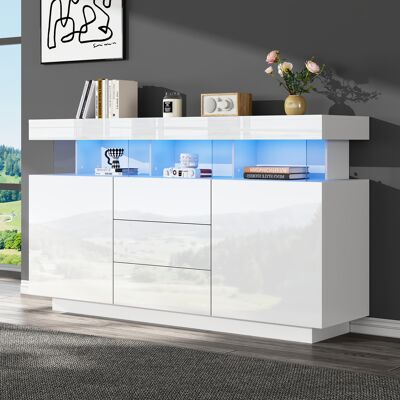 ACKERMAN Buffet Moderne 140 X 35 X 80 Cm, Buffet Laqué Brillant, Coin Café, Buffet En Acrylique Avec Bande Lumineuse Led 16 Couleurs, Convient Pour Salle À Manger, Cuisine, Couloir (blanc) - Publicité ACKERMAN Buffet Moderne 140 X 35 X 80 Cm, Buffet Laqué Brillant, Coin Café, Buffet En Acrylique Avec Bande Lumineuse Led 16 Couleurs, Convient Pour Salle À Manger, Cuisine, Couloir (blanc) - Publicité