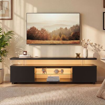 ACKERMAN Tv Stand For 60 Inch Tv Led Gaming Entertainment Center Media Storage Console Table With Large Side Cabinet For Living Room( Black) - Publicité ACKERMAN Tv Stand For 60 Inch Tv Led Gaming Entertainment Center Media Storage Console Table With Large Side Cabinet For Living Room( Black) - Publicité
