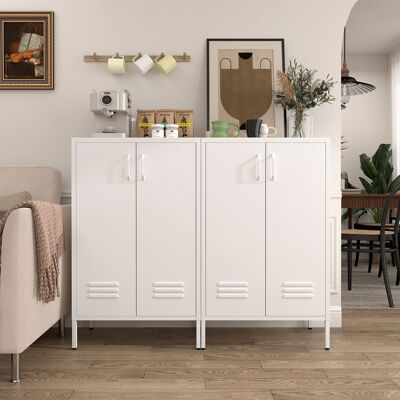 ACKERMAN Armoire De Rangement En Acier Blanc Avec 2 Portes Et 2 Étagères Réglables, Meuble Multifonctionnel Pour Salon, Cuisine, Chambre À Coucher, Garage, Rangement D'Outils Et Organisation De Dossiers De Bur - Publicité ACKERMAN Armoire De Rangement En Acier Blanc Avec 2 Portes Et 2 Étagères Réglables, Meuble Multifonctionnel Pour Salon, Cuisine, Chambre À Coucher, Garage, Rangement D'Outils Et Organisation De Dossiers De Bur - Publicité