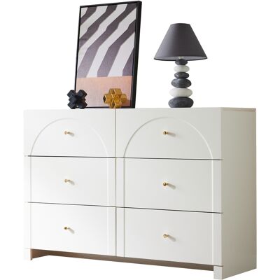 RETROK Commode Avec 6 Tiroirs – Meuble Blanc Avec Tiroirs Pour Salon Et Chambre, Dimensions : H82 × L120 × P40 Cm - Publicité RETROK Commode Avec 6 Tiroirs – Meuble Blanc Avec Tiroirs Pour Salon Et Chambre, Dimensions : H82 × L120 × P40 Cm - Publicité
