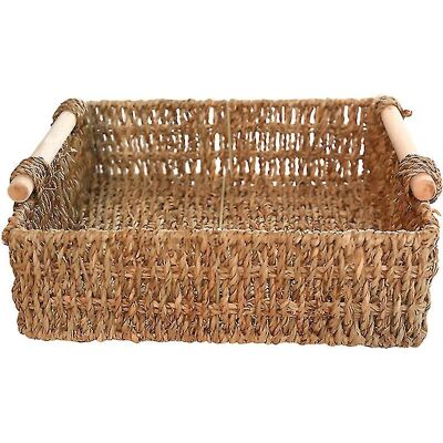 LISATR Support De Rangement En Paille Et En Bois Pour Le Rangement - Publicité LISATR Support De Rangement En Paille Et En Bois Pour Le Rangement - Publicité