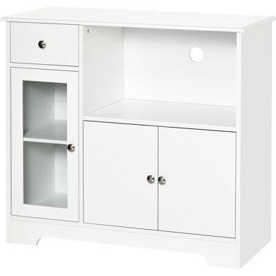 OEM Meuble Micro-ondes, Buffet Cuisine, Armoire De Rangement, Pour Cuisine, Salle À Manger 90 X 40 X 82 Cm Verre Trempé Et Bois, Blanc - Publicité OEM Meuble Micro-ondes, Buffet Cuisine, Armoire De Rangement, Pour Cuisine, Salle À Manger 90 X 40 X 82 Cm Verre Trempé Et Bois, Blanc - Publicité