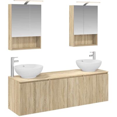 Ensemble D'Armoire De Salle De Bain 5 Pcs Chêne Sonoma Vidaxl - Publicité Ensemble D'Armoire De Salle De Bain 5 Pcs Chêne Sonoma Vidaxl - Publicité