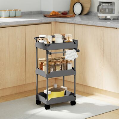 OEM Chariot Utilitaire À 3 Niveaux, Chariot De Cuisine Avec Paniers Amovibles Et Porte-serviettes, Gris - Publicité OEM Chariot Utilitaire À 3 Niveaux, Chariot De Cuisine Avec Paniers Amovibles Et Porte-serviettes, Gris - Publicité