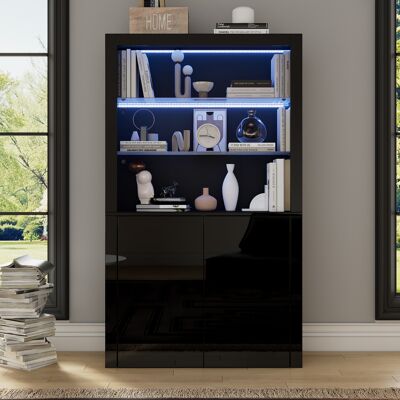 ACKERMAN Meuble De Rangement 100 X 35 X 170 Cm, Vitrine, Meuble De Rangement Laqué Avec Éclairage Led, 2 Étagères En Verre, 2 Placards, Meuble Haut, Meuble De Salon, Meuble De Rangement, Armoire Haute, Meuble - Publicité ACKERMAN Meuble De Rangement 100 X 35 X 170 Cm, Vitrine, Meuble De Rangement Laqué Avec Éclairage Led, 2 Étagères En Verre, 2 Placards, Meuble Haut, Meuble De Salon, Meuble De Rangement, Armoire Haute, Meuble - Publicité