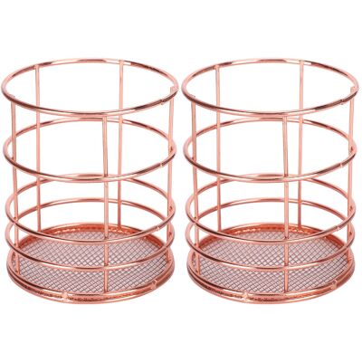 LBVIE Lot De 2 Porte-stylos Ronds, Panier De Rangement De Bureau En Métal Doré Rose, Boîte De Rangement Pour Maquillage - Publicité LBVIE Lot De 2 Porte-stylos Ronds, Panier De Rangement De Bureau En Métal Doré Rose, Boîte De Rangement Pour Maquillage - Publicité