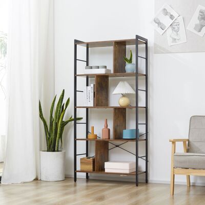 OEM Étagère Bibliothèque 5 Niveaux Ouverts, Brun Rustique/noir, Meuble De Rangement Pour Salon/bureau, 74x30x157,5cm - Publicité OEM Étagère Bibliothèque 5 Niveaux Ouverts, Brun Rustique/noir, Meuble De Rangement Pour Salon/bureau, 74x30x157,5cm - Publicité