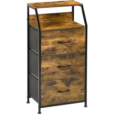 ACKERMAN Commode En Tissu Armoire De Rangement Avec 3 Tiroirs, Étagère Meuble À Tiroirs Avec Structure En Acier Meuble Pour Chambre À Coucher, Salon Brun Rustique - Publicité ACKERMAN Commode En Tissu Armoire De Rangement Avec 3 Tiroirs, Étagère Meuble À Tiroirs Avec Structure En Acier Meuble Pour Chambre À Coucher, Salon Brun Rustique - Publicité