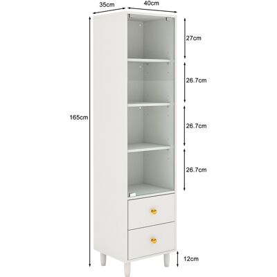DEVOKO Vitrine Led Avec Portes Vitrées Et 2 Tiroirs, Style Poignées Dorées. Blanc, Dimensions 165 / 40 / 35cm Pour Objets De Collection - Publicité DEVOKO Vitrine Led Avec Portes Vitrées Et 2 Tiroirs, Style Poignées Dorées. Blanc, Dimensions 165 / 40 / 35cm Pour Objets De Collection - Publicité